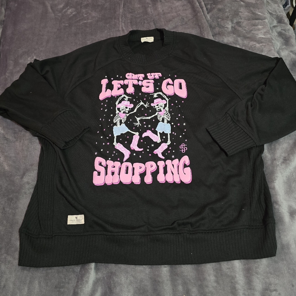 ✨️SIMPLY SOUTHERN (XL) Black Crewneck with Pink Shopping Graphic